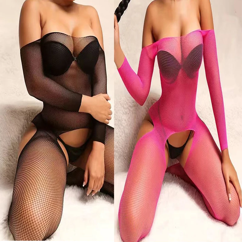 

sexy lingerie for women Bodysuit Erotic Crotchless game Fishnet Off Shoulder Full Body Stockings Porn Mesh adult female costumes