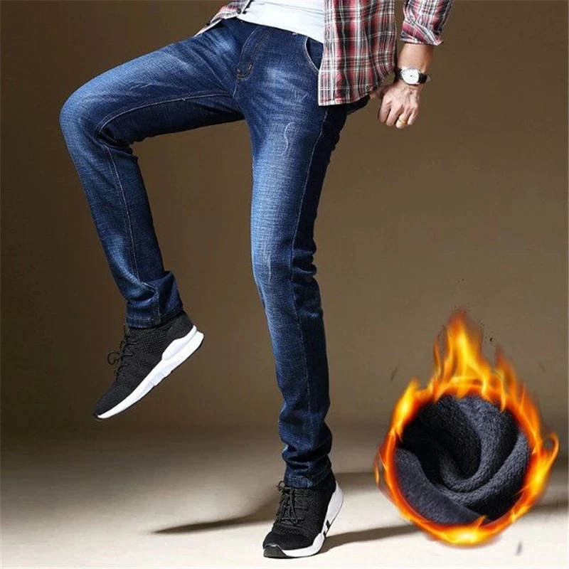 Winter Warm Men Jeans Homme Pants Biker Spijkerbroek Mannen Hip Hop Jean Skinny Pantacourt Vaqueros Hombre Tight Man Zipper,010