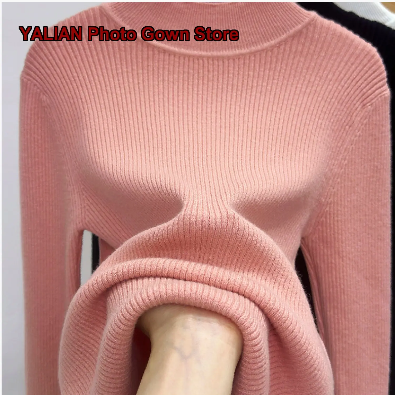 Kids Knit Top Boys Girls Autumn Winter Mock Neck White Knit Bottoming Shirt High Neck Older Kids