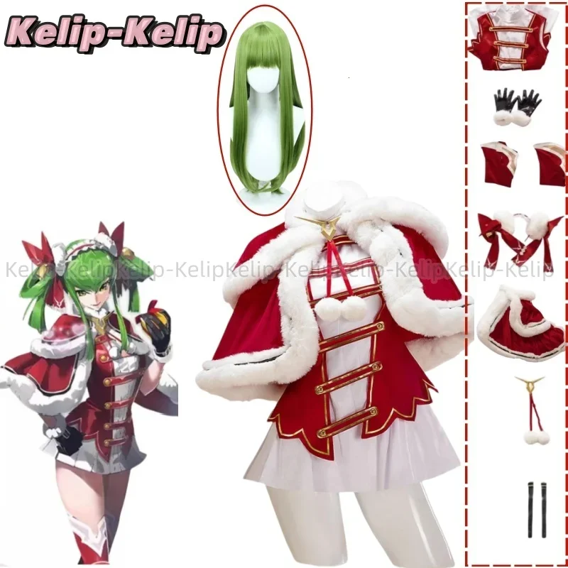 Anime Code Geass Lelouch Of The Rebellion CC Cosplay Costume Red And White Dress Plush Cloak Woman Sexy Christmas Halloween Suit