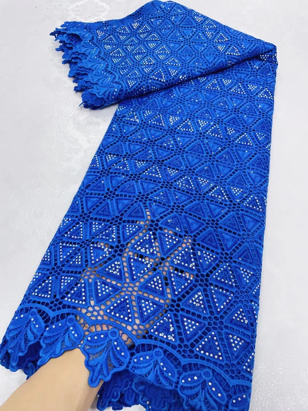 

Nigerian Guipure Lace Fabric High Quality Cord African Swiss Voile Lace Blue Embroidery French Lace Fabric For Sew JL193