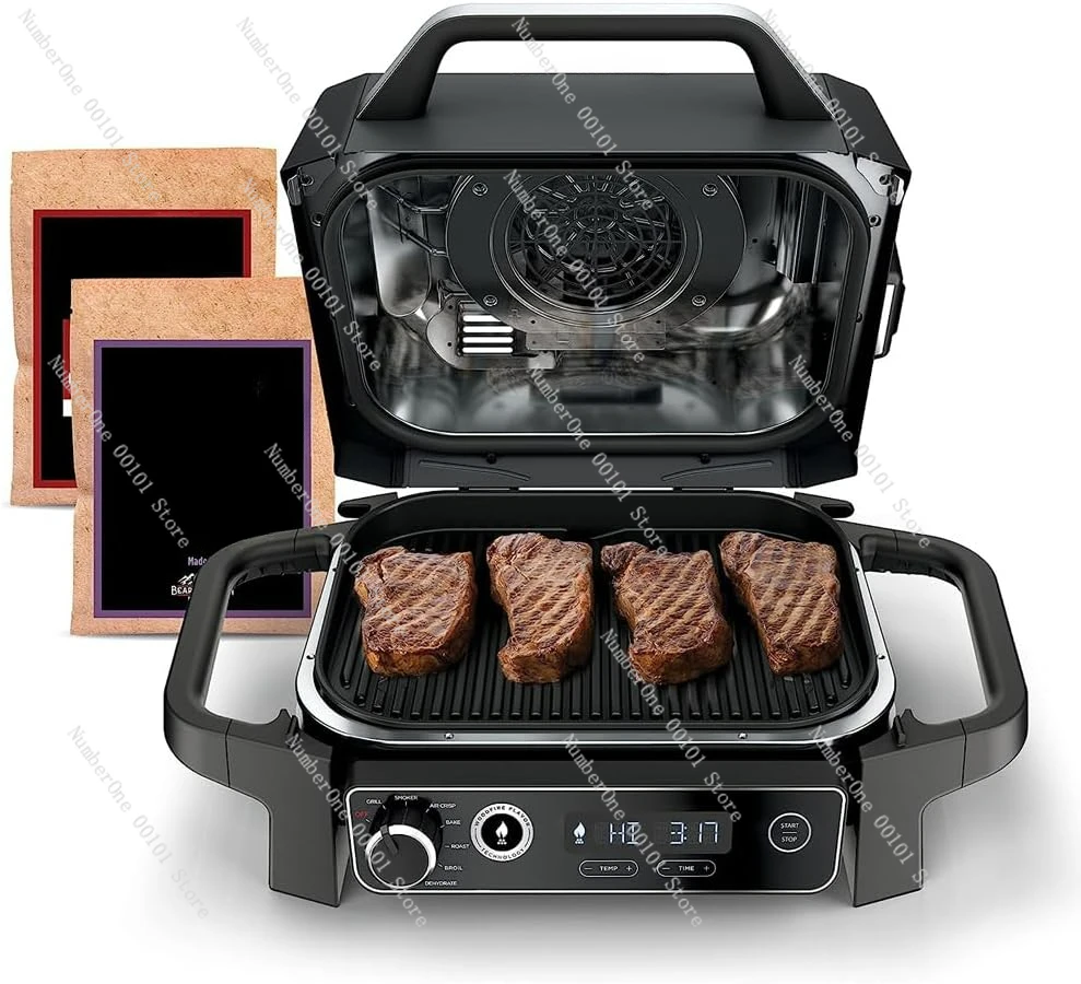 OG701 Woodfire Outdoor Grill & Smoker 7-w-1 Frytkownica powietrzna Bake Roast Broil wykorzystuje pellet Woodfire (1 opakowanie w zestawie) Przenośny