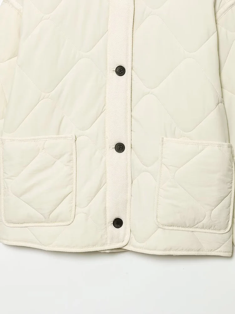 เสื้อแจ็คเก็ตผ้าฝ้ายลายเพชร สไตล์ยุโรปและอเมริกา สำหรับฤดูใบไม้ร่วงและฤดูหนาว  แบบเรียบง่าย เหมาะกับการสวมใส่ในชีวิตประจำวัน