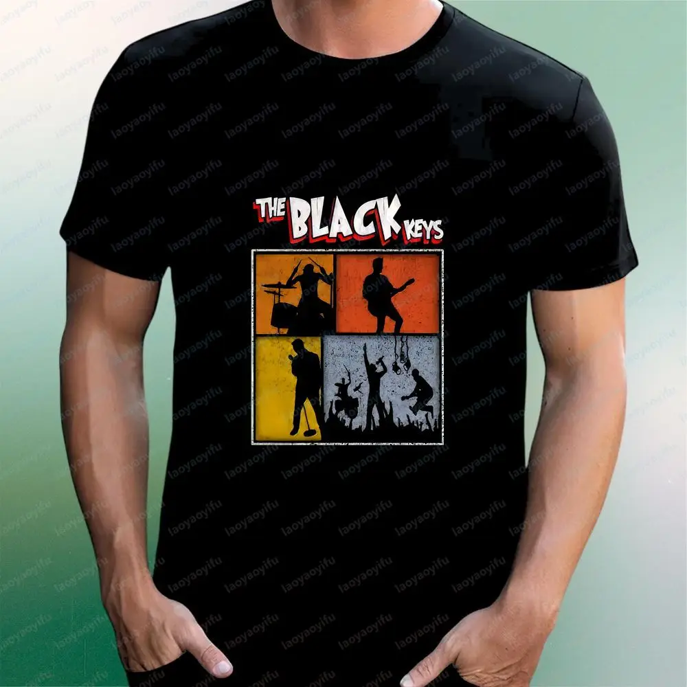 Black Keys - Loose Printed T-shirt for Men and Women, Unisex Harajuku Short-sleeved All-purpose Patterned Large-sized T-shirt