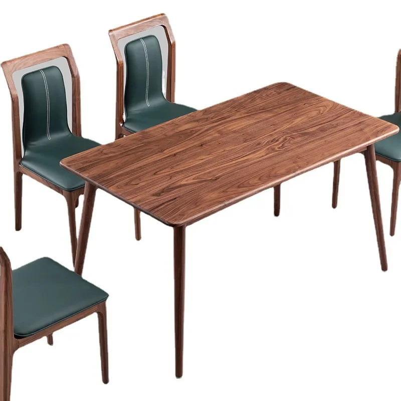 

Nordic solid wood dining table and chairs North American black walnut combination