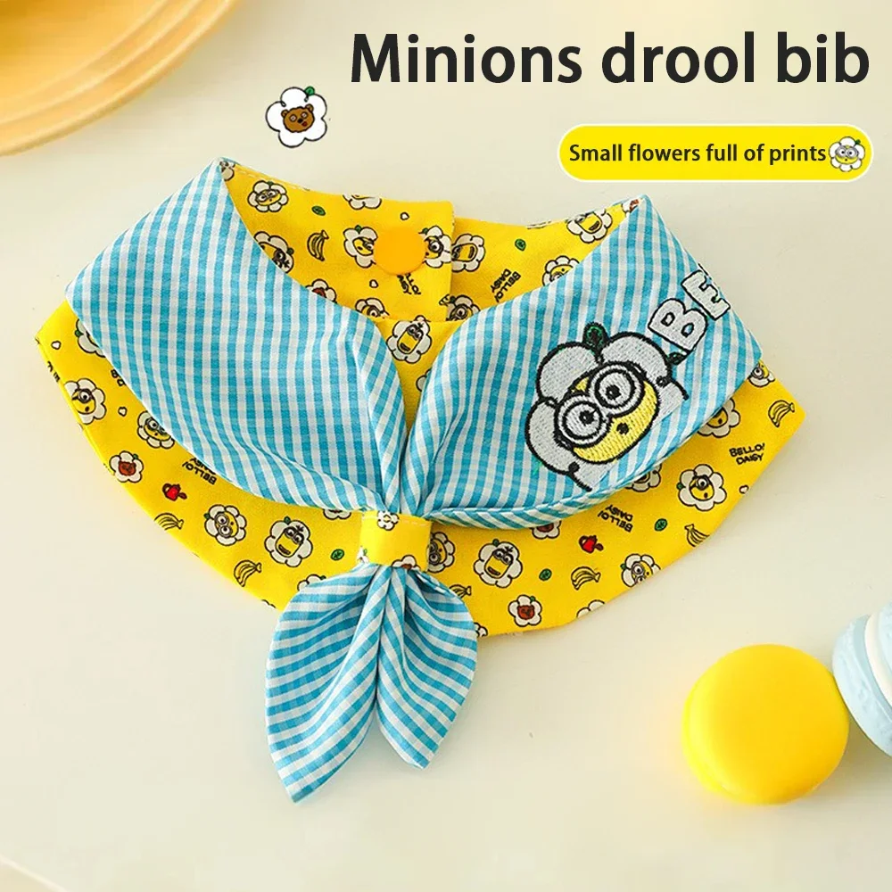 Conjunto para mascotas con temática de Minions, cuello ajustable, bonito babero y bandana para perros pequeños y gatos, diseño de personajes divertidos para uso diario