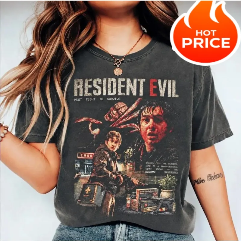 Resident Evil T-shirt Raccoon City Horror Movie T-shirt 2026 Survival Horror Pattern Aesthetics Y2K Trendy Unisex T-shirt