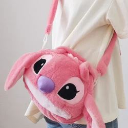 Disney Lilo and Stitch Plush Backpack Cute Anime Figure Stuffed Doll Kawaii    Pink Angel Toy Knapsack Shoulder Bag Kids Gifts