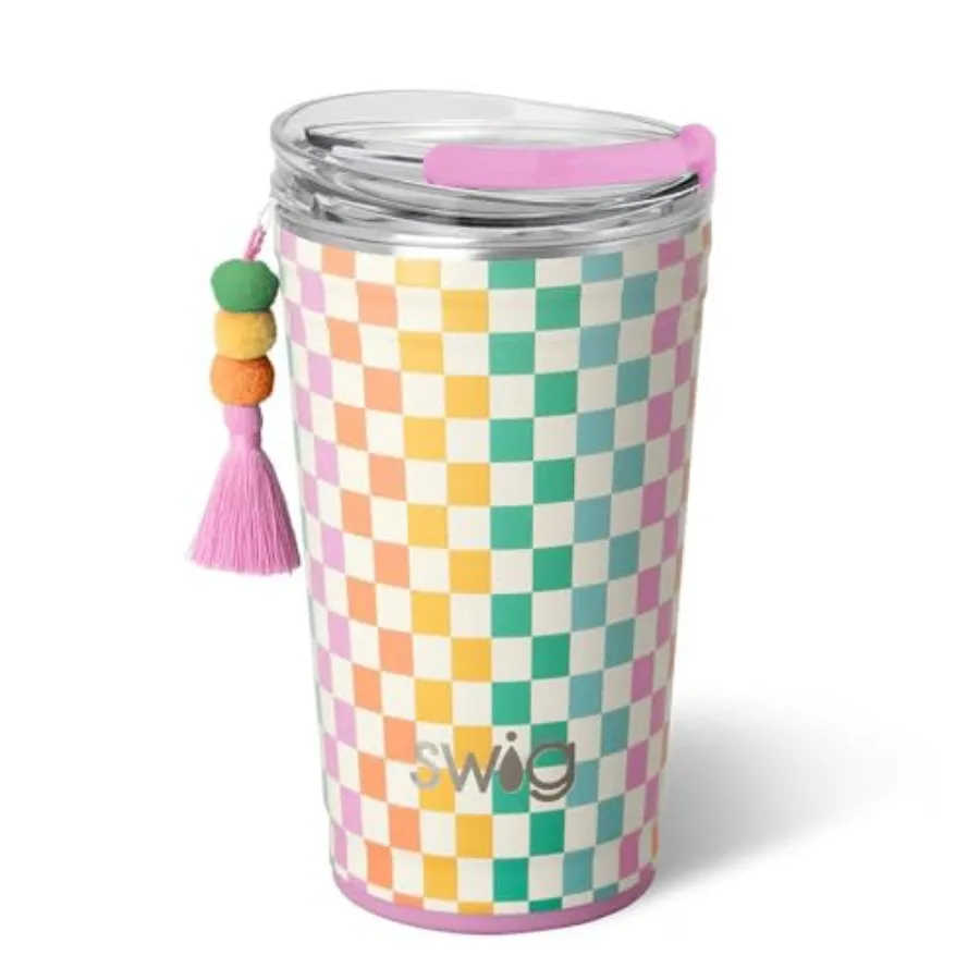

Многоразовый термостакан для кофе Party Cup из нержавеющей стали с крышкой EZ Slider, совместимый с держателями для стаканов, для путешествий