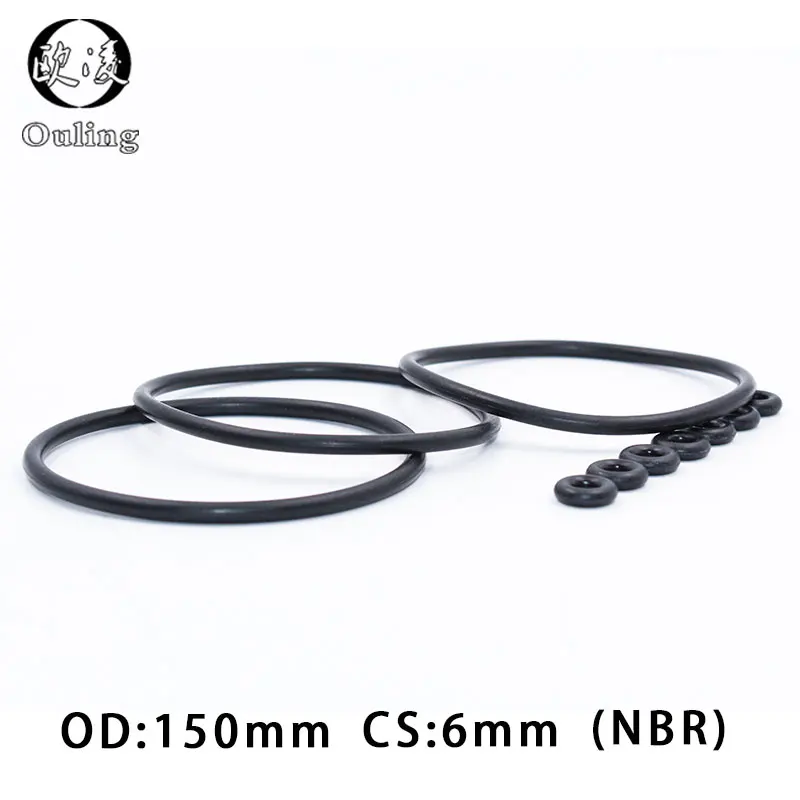 Rubber Ring Black NBR Sealing O-Ring CS6mm Thickness OD150mm O ring Seal Nitrile Gasket Oil Resistant O-Rings Sealing Washer