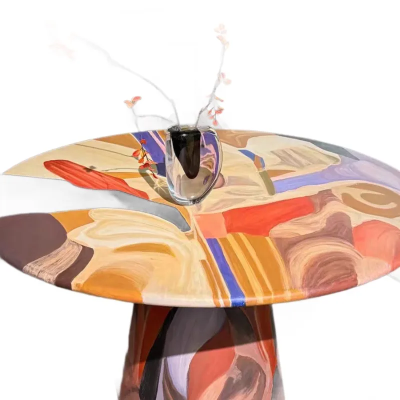 Oil painting wind waterproof and oil-proof coffee table colored flower table