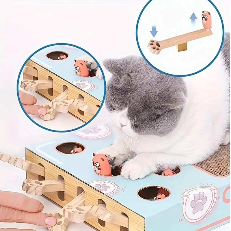 Interactive Cat Toy with Scratching Board Fun Hamster Machine Game for Kittens and Pets