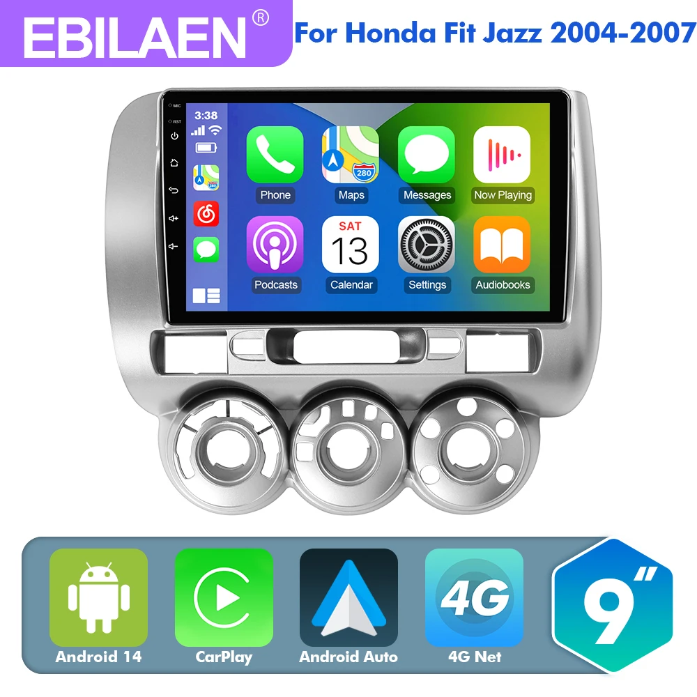 

EBILAEN 9 "Android 14 Car Radio For HONDA FIT JAZZ LHD 2002-2007 GPS Multimedia Player Carplay Android auto radio voice control