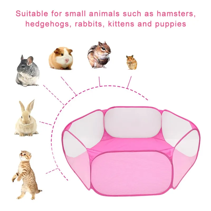 Portable Folding Pet Playpen Tent Breathable Small Animal Fence Cage Indoor Outdoor Play Pen for Puppy Cat Dog Hamster Hedgehog - view 4
