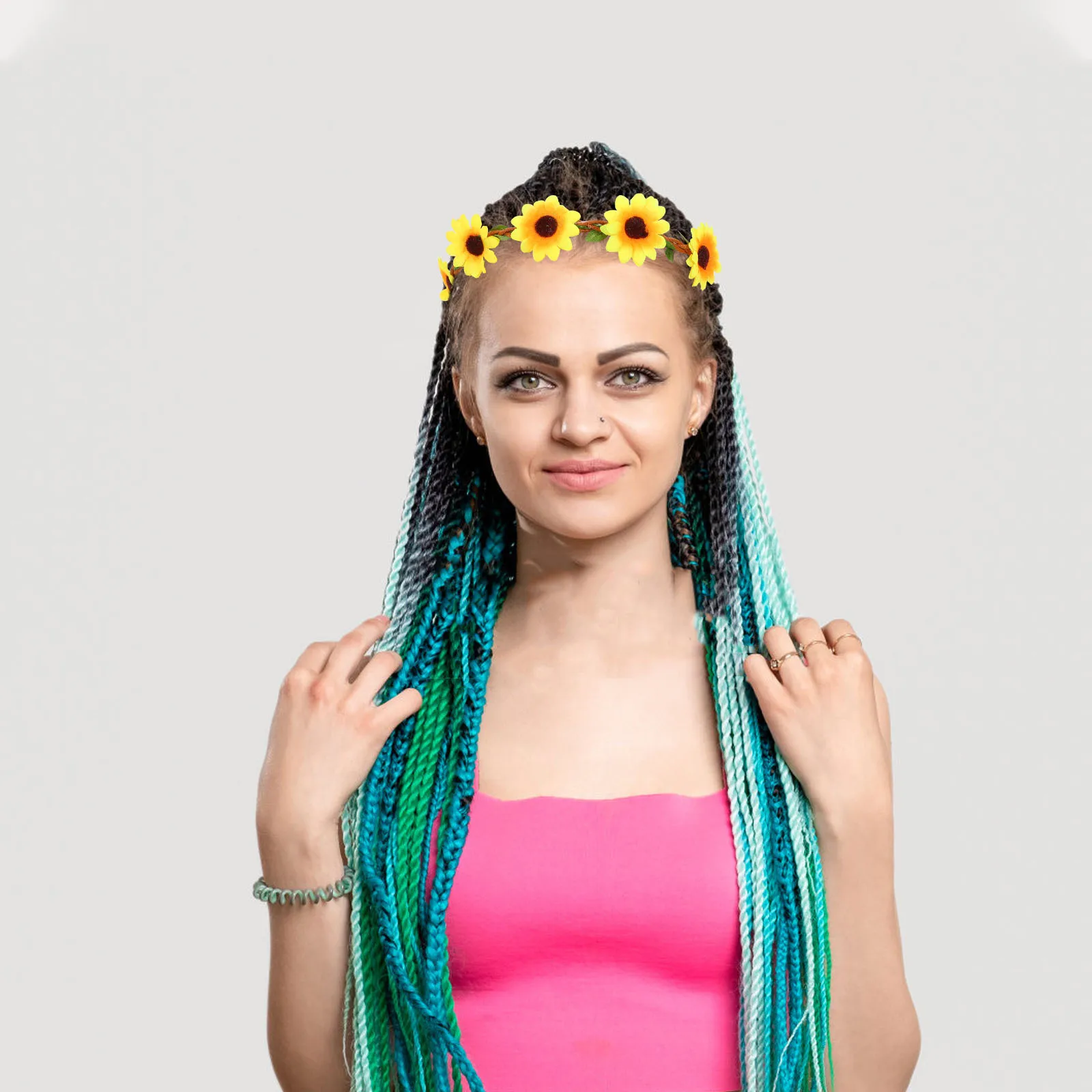 

5pcs Sunflower Band Hawaiian Flower Headband Hawaiian Flower Headband For Beach Party Tropical Theme Events Photo Prop Yellow