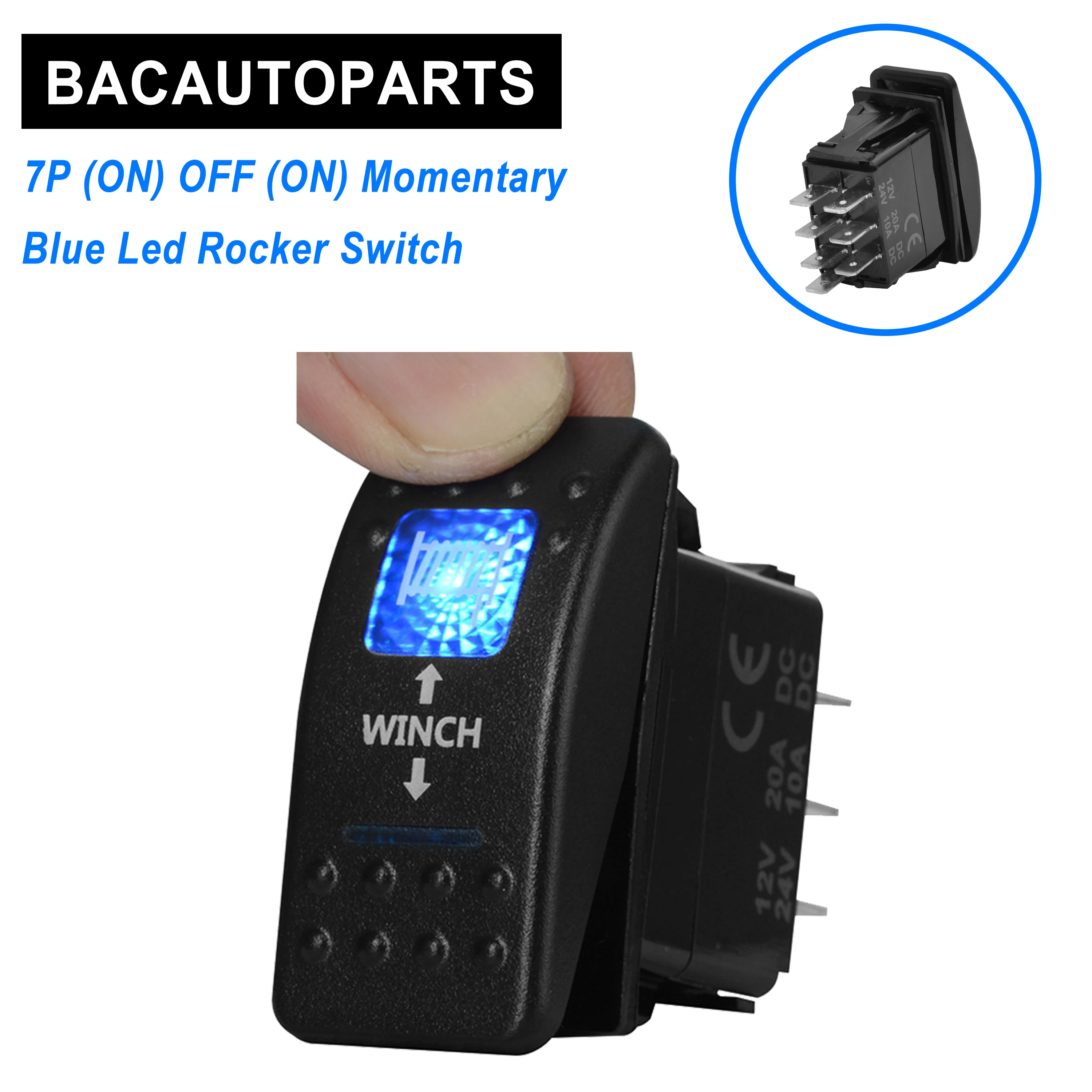 Interruptor basculante momentáneo para coche, cabrestante Led azul de 12v/24v, 7 pines (encendido), apagado (encendido), barco marino, NARVA, estilo ARB, piezas de automóviles
