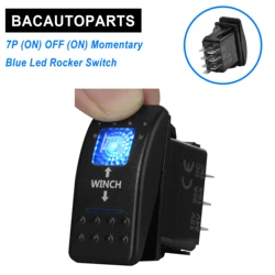 12v/24v Blue Led Winch In Out Rocker Switch Momentary 7Pin (ON) OFF (ON) For Car Marine Boat NARVA Carling ARB Style Auto Parts