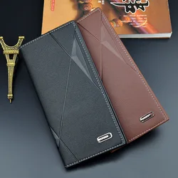 NEW Men Luxury PU Leather Long Wallet ID Credit Bank Card Holder Purse Checkbook Money Clutch Three Fold Male Standard Wallets