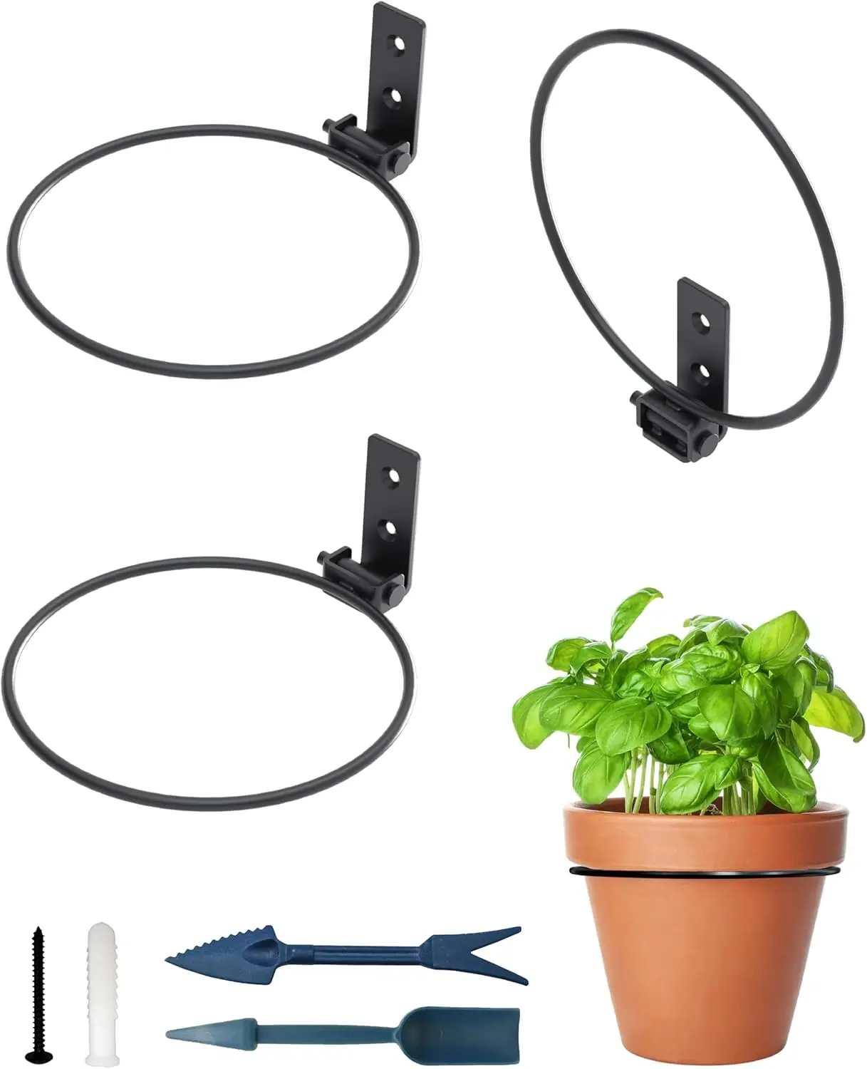 

Складной настенный держатель для цветочных горшков - прочные металлические крючки для кашпо для использования в помещении и на улице, 6 дюймов, 3 штуки в упаковке