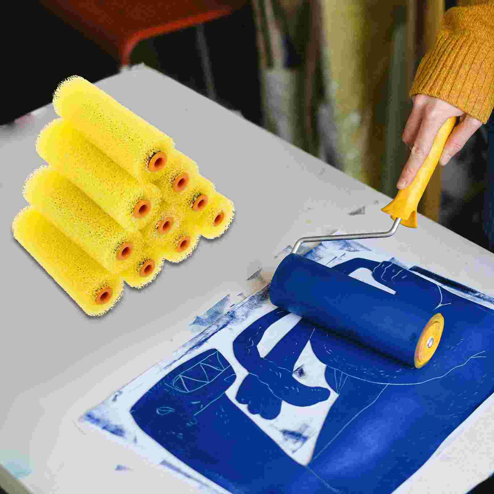 10 Pcs Embroidery Roller Brush Small Paint Sleeves Covers for Frame Replacement Corner Painting Tool Wall Hair Rollers