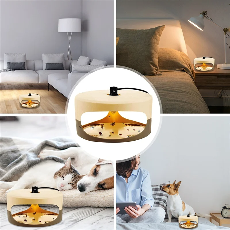 

AT44-ловушка для насекомых, липкая лампочка, ловушка для клопов с липкими дисками, лампочка, электрическая лампа для внутреннего освещения, ловушка для блох, кровать, насекомое, вилка европейского стандарта