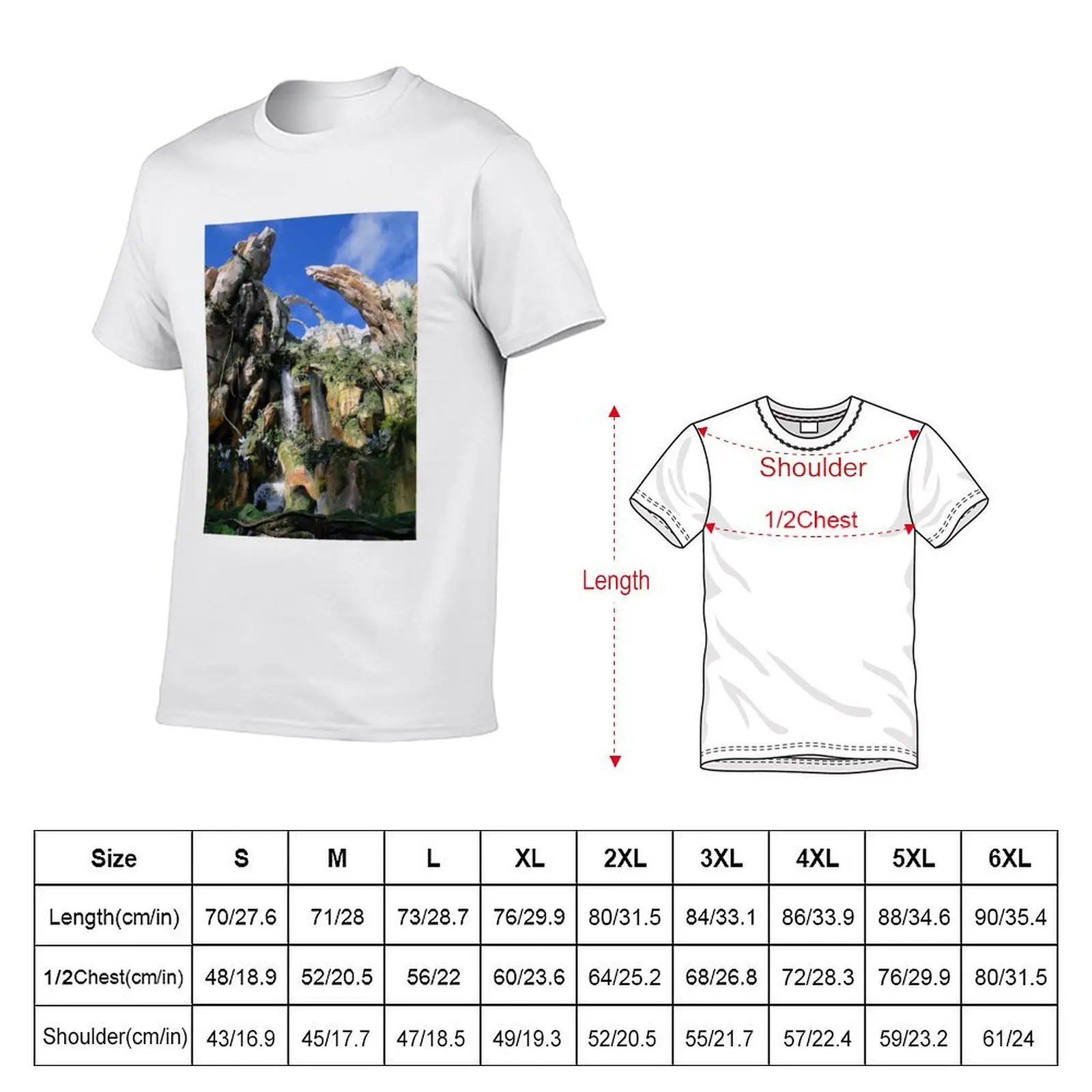 Waterfall Paradise T-Shirt Active Sports Short Sleeve Cotton Shirt