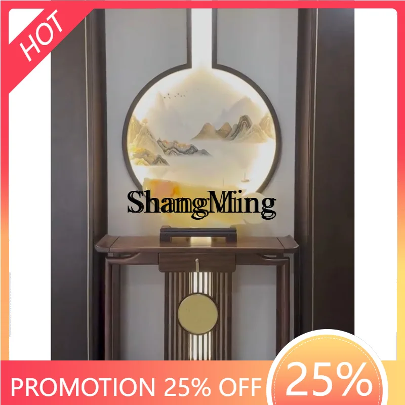 

SM home carved entryway, modern simple strip table, incense table, foyer entrance to the end of the viewing platform