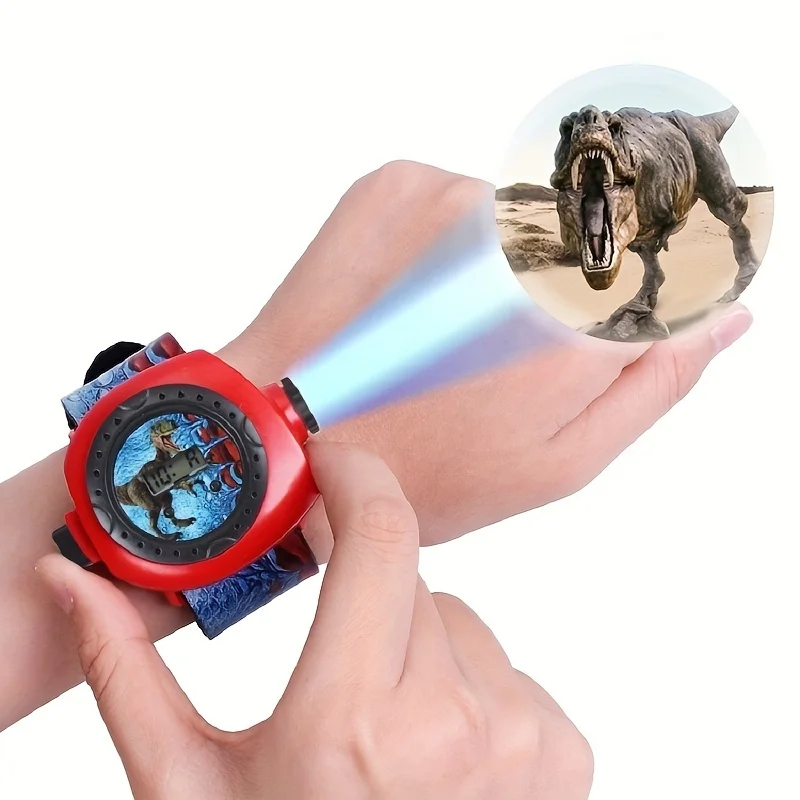 Dinosaur Projector Watch for Kids - 24 Image Flashlight & Timepiece - Fun and Educational School Gift