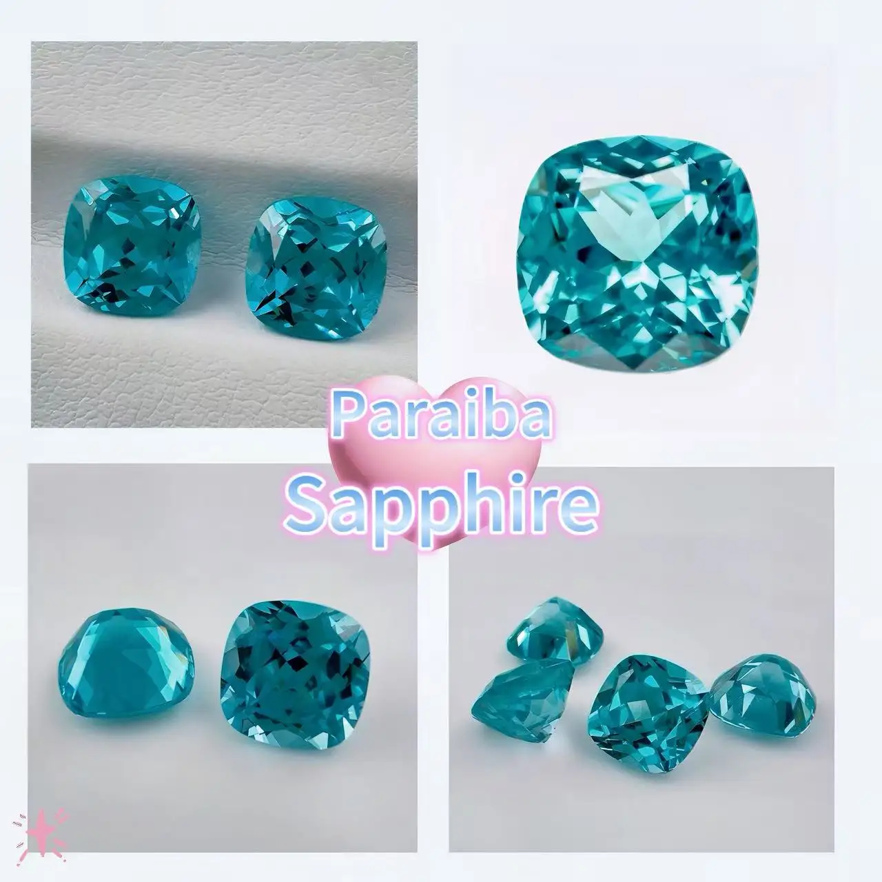 

Neon Blue Lab Grown Paraiba Gemstone Cushion Cut Lab Created Sapphire Precious Stone Top Quality With AGL Certificate