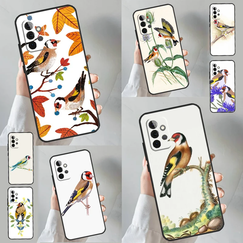 European Goldfinch Case For Samsung Galaxy A54 A34 A14 A53 A33 A13 A52 A32 A12 A51 A71 A52S A21S Soft Cover