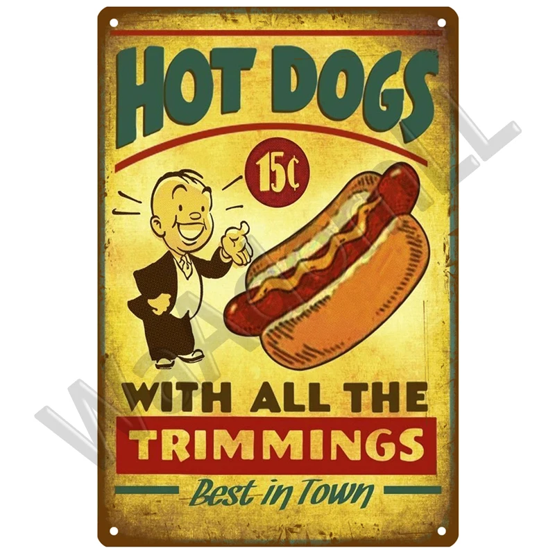 Retro DINER Tin Sign Poster Vintage Wall Posters Metal Sign Decorative Wall Plate Kitchen Plaque Metal Vintage Decor Accessories