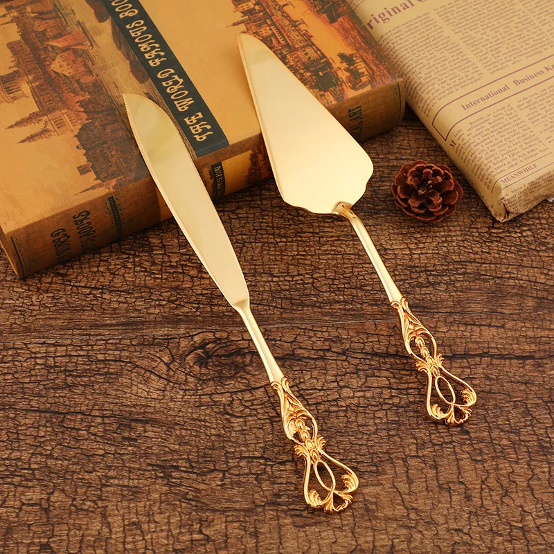 2Pcs zinc alloy cake shovel triangle pizza shovel kitchen cheese court knife shovel combination baking tool