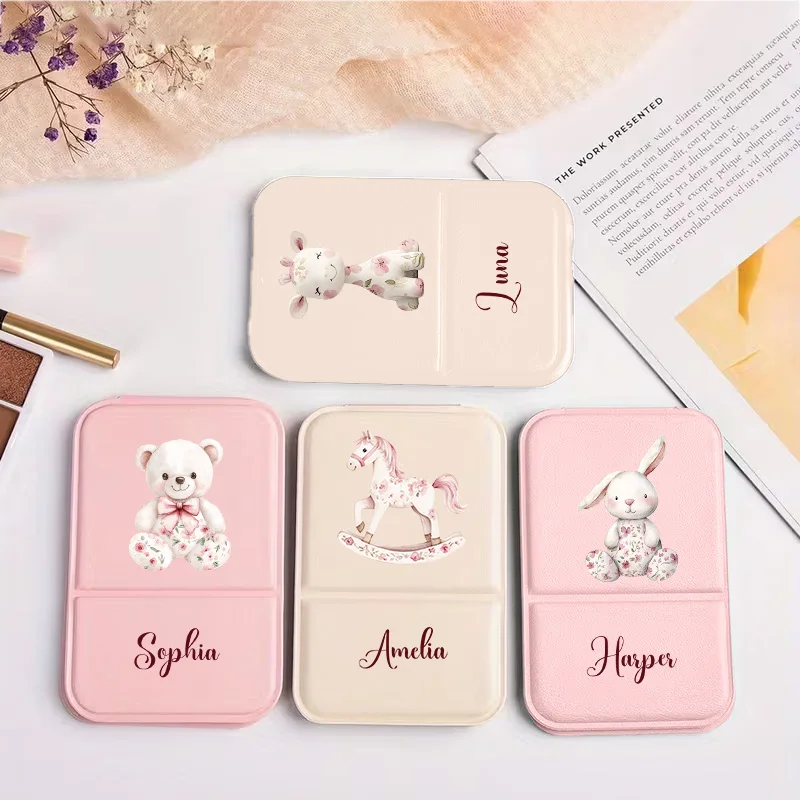 1 custom PU makeup mirror Multiple amplification PU travel available Men's shaving special folding mirror High definition doubl