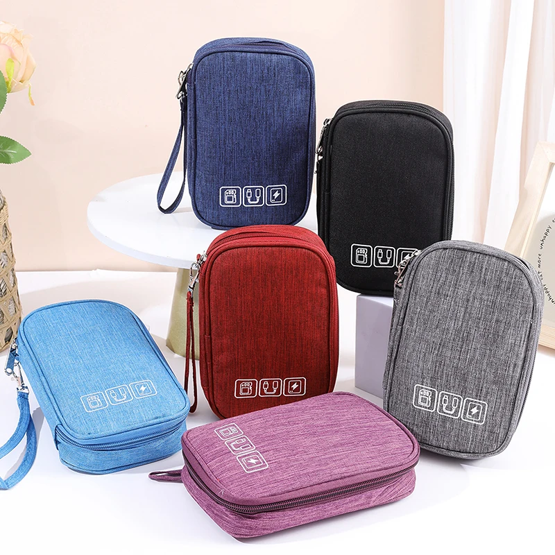1PC Portable Cable Organizer Storage Bag For Power Bank Digital Cable Case Earphone Oxford Cloth Earphone Holder Case