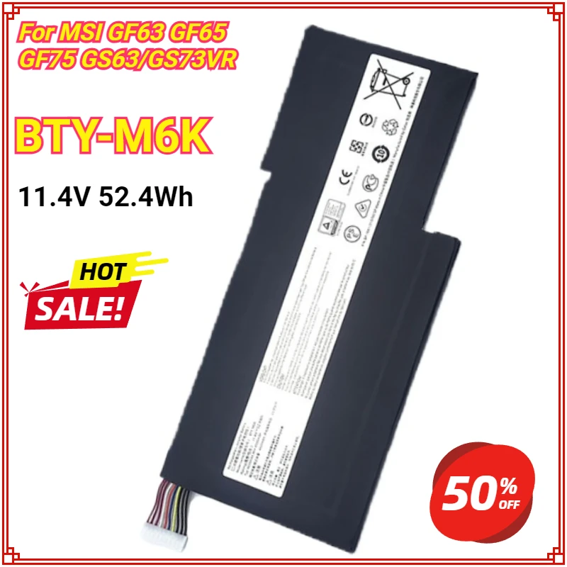 

BTY-M6K Laptop Battery for MSI MS-17B4 MS-16K3 GF63 Thin 8RD 8RC GF75 Thin 3RD 8RC 9SC GF65 Thin 9SE/SX Thin 10SDR GS63/GS73VR