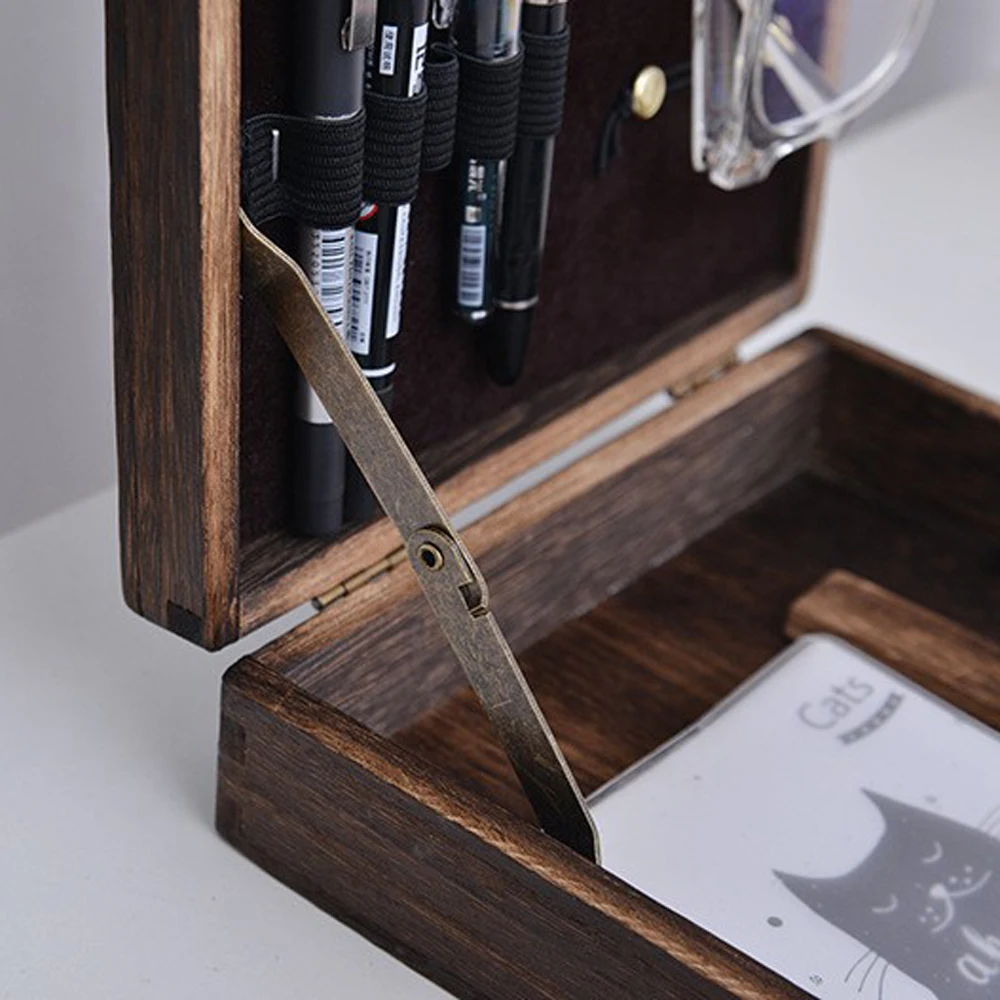 Retro Nostalgic Writers Wood Box Bags Women\'s Wood Messenger Bags Outdoor Sketch Bags Tool Storage with Lid Souvenir Box Bags
