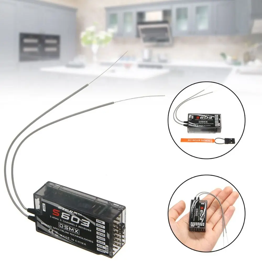 Telemetry possible S603 DSMX 2.4 GHz Air 3.5V to 9.6V 6-Channel Receiver Ultra Long Range for Spektrum Transmitter