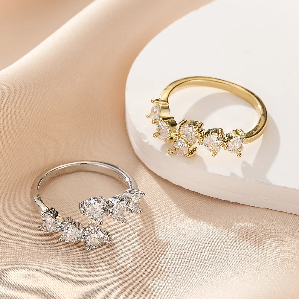 حلقات الكفة الماسية للنساء مرصعة بالزركونيا والنحاس قابلة للتعديل #1
