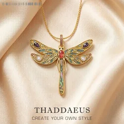 Necklace Golden Dragonfly Summer Brand New Fine Jewelry Europe 925 Sterling Silver Gift For Women