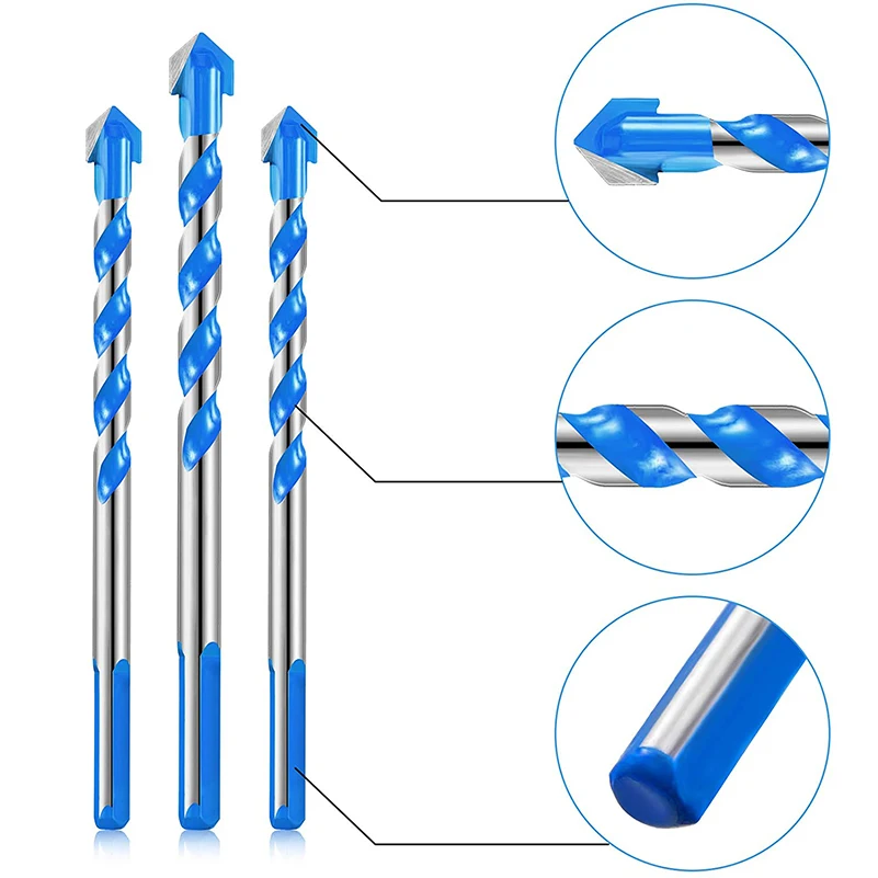 8PCS Masonry Drill Bits Set For Tile Brick Cement Concrete Glass Plastic Cinder Block Wood 3-12mm Drill Bits Set Drilling Tools