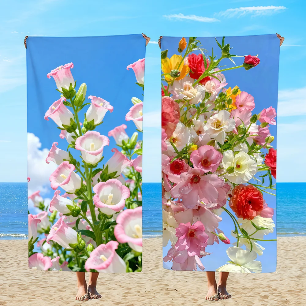 Colorful F-Flowers Towel Beach Oversized Soft Ultra Absorbent Quick Drying Large Pool Travel Camping Bathroom