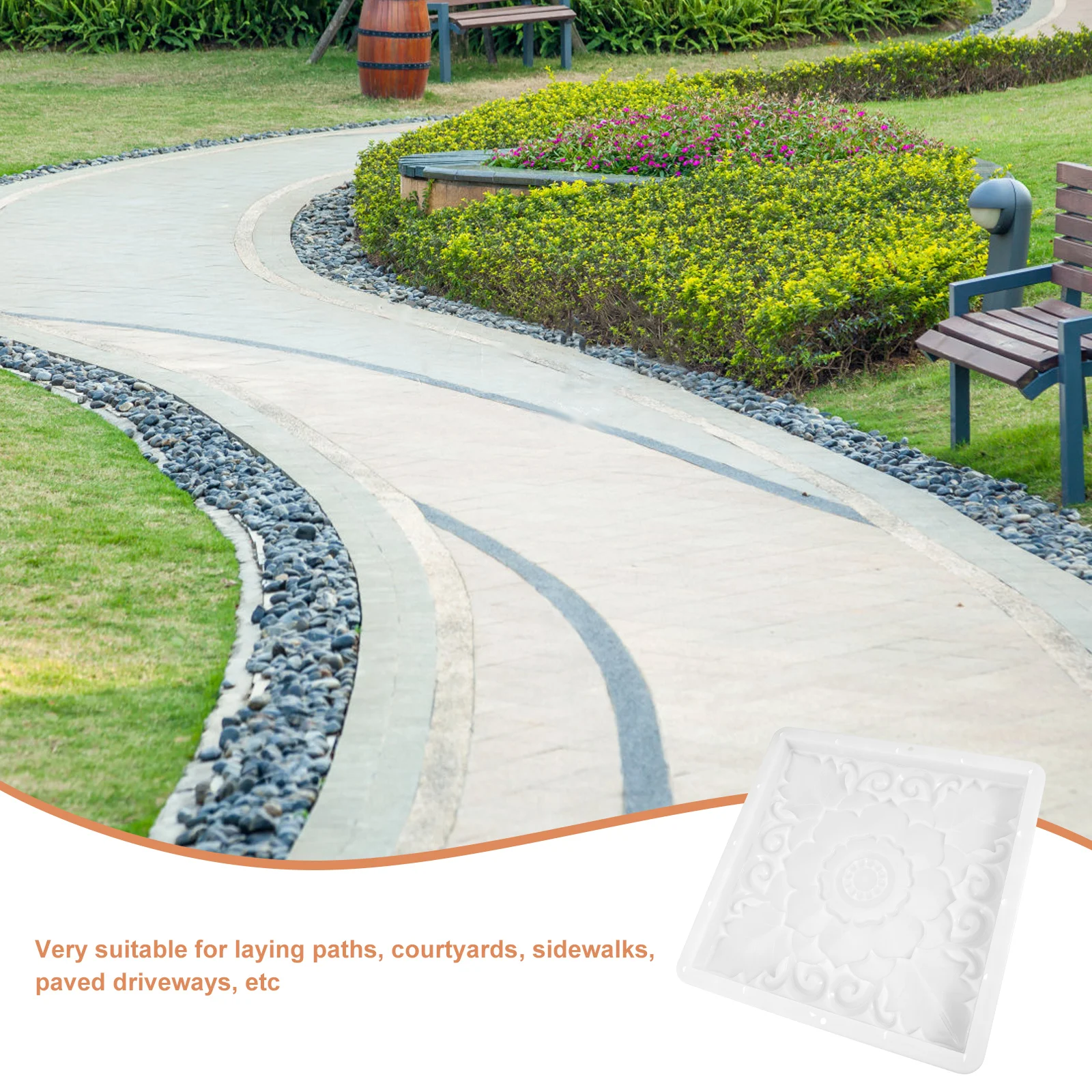 

Square Paving Mold Concrete DIY Garden Walkway Path Maker Tool Floor Stone Decor Vintage Cement Brick Form Lawn Tile Mould