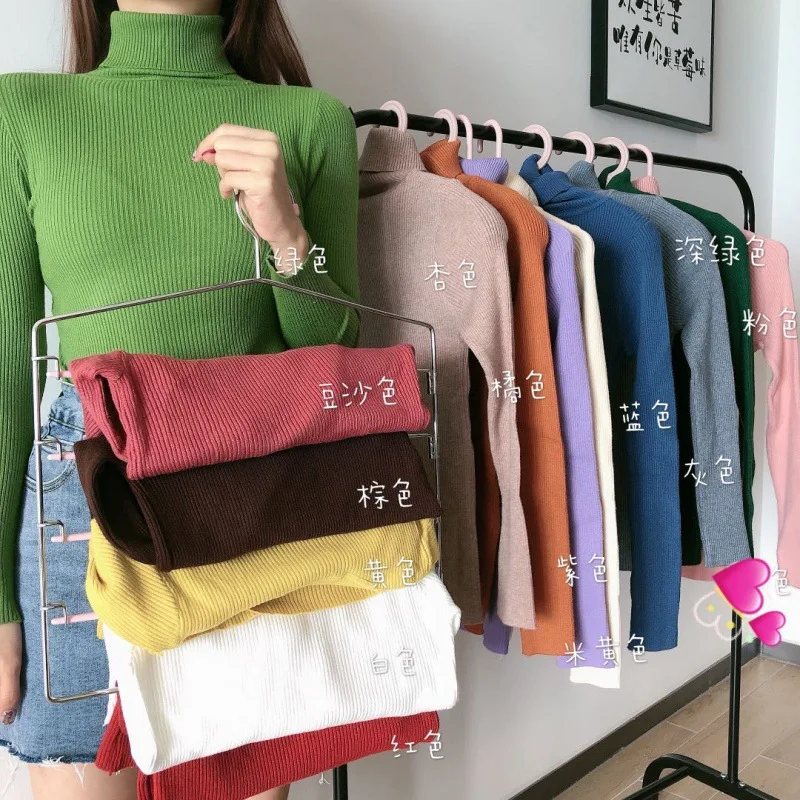 Pullovers Women Sweater 2025 Casual New Autumn Solid Color Slim Fit high-neck Warm long-sleeved Knitted Sweater women's Clothing