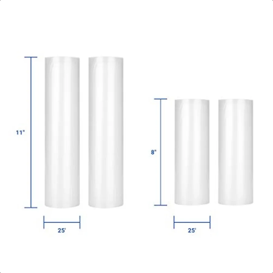 4 Rollen Vakuumbeutel 11 x 25' 2 Rollen 8 x 25' 2 Rollen Vakuumierrollen für Lebensmittelsparer Sous Vide Beutel Lebensmittelaufbewahrung kostenlos