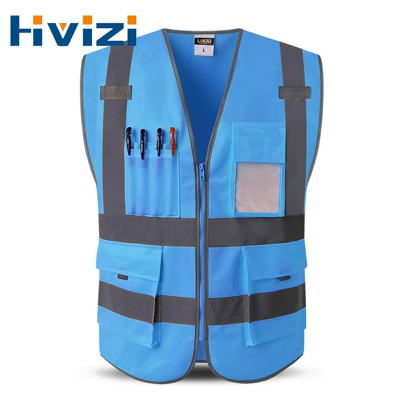 

Safety Vest Reflective High Visibility Vest with Pockets and Zipper Construction Work Hi Vision Railroad Airport Engineers Vest