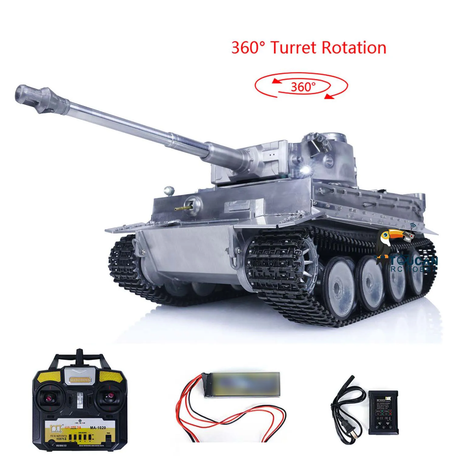 In Stock Mato 1/16 Scale RTR RC Tank 1220 German Tiger I BB Shooting 2.4Ghz 4CH 360 Rotation RC Model  TH00641-SMT8