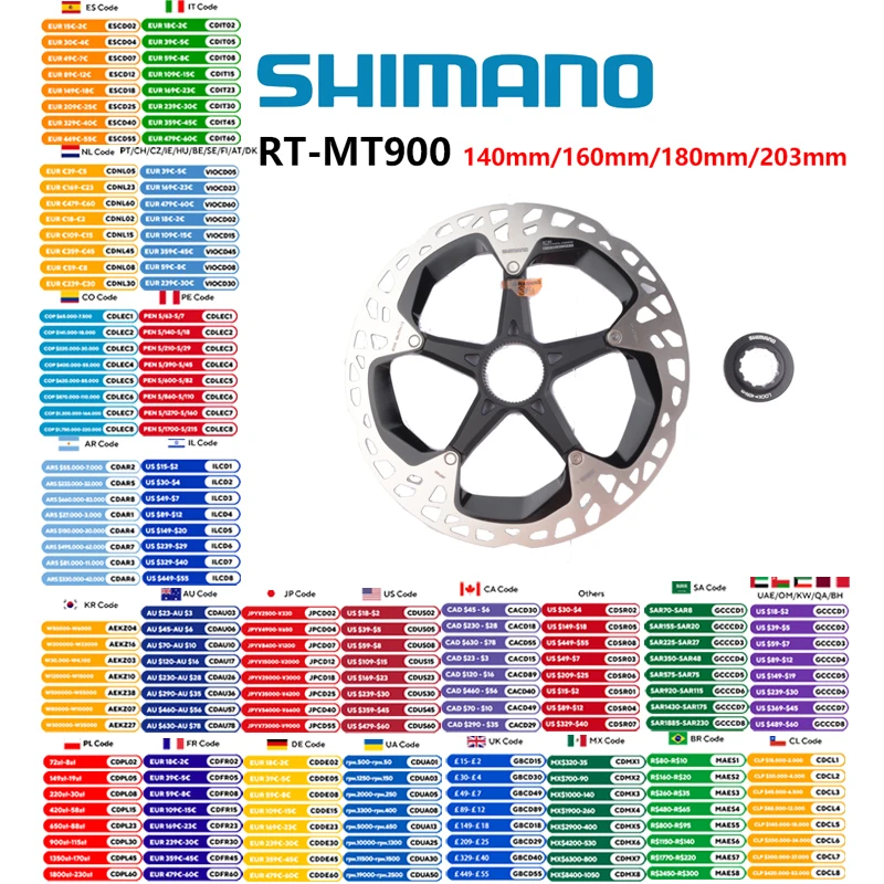 Shimano XTR Dura Ace Duraace RT-MT900 RT900 Hydraulic Brake Disc Rotor Center Lock 140/160/180/203mm For Road Bike MTB Bicycle