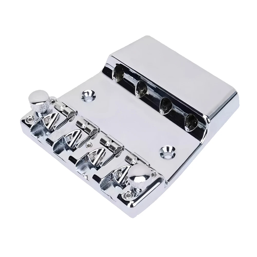 

4-String Bass Bridge Saddle Bass Adjustable Saddle Bridge Electric Bass Bridge Set with Screws Wrench Guitar Repair Tool Parts