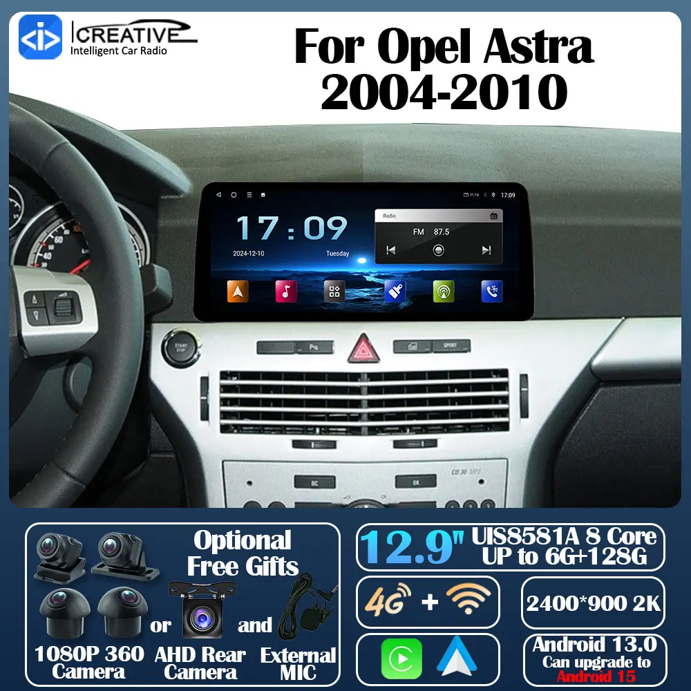 Intelligent Car Radio For Opel Astra 2004-2010 Android 13 12.9inch Carplay Auto GPS Navi  Multimedia Player Stereo 5G  No 2din