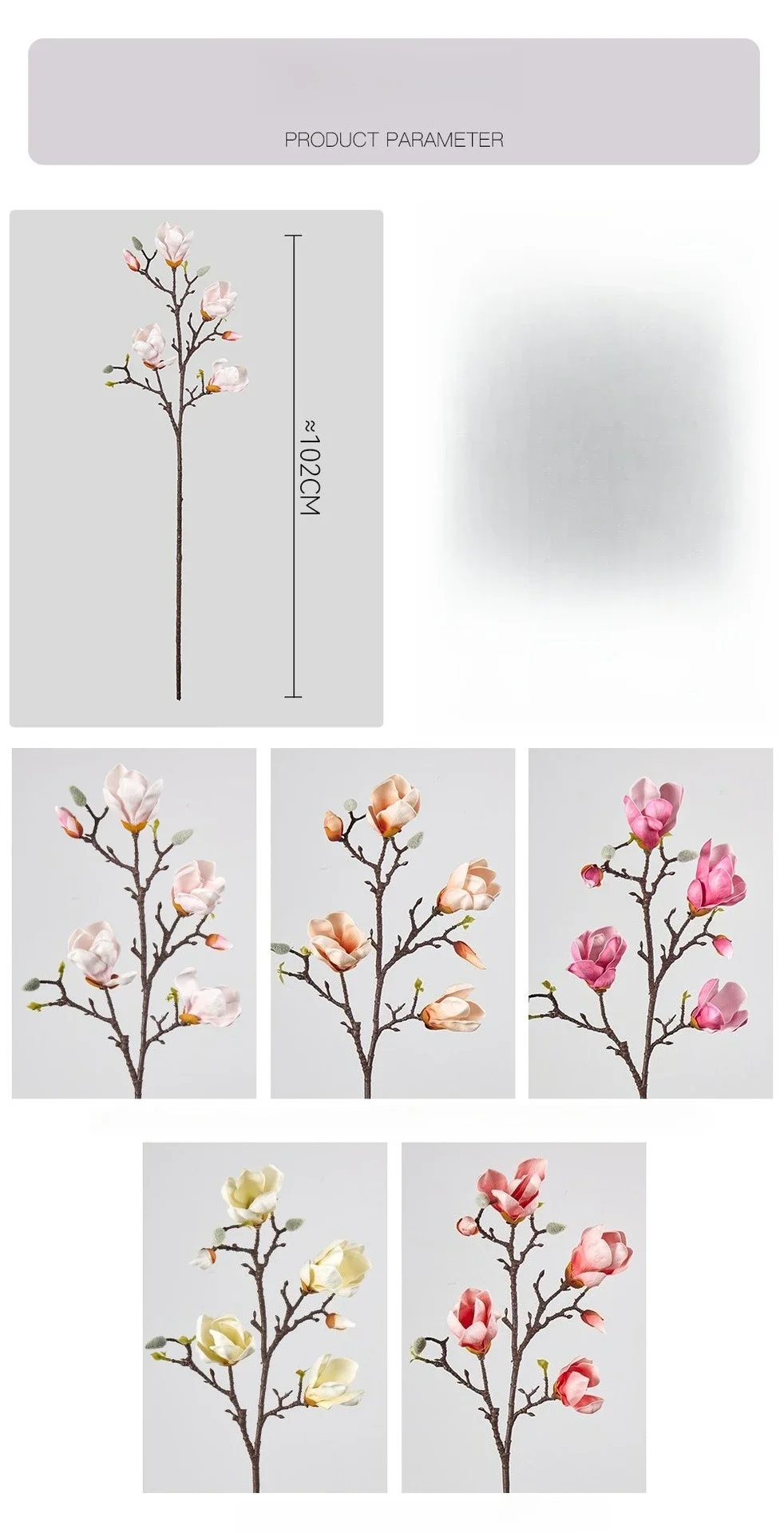 2 Stück Café-Dekorative Kunstblumen PU Rote Magnolienknospen Hotel-Dekoration Künstliche Blumen Simulation 6-Köpfiger Magnolienzweig – Detail 3